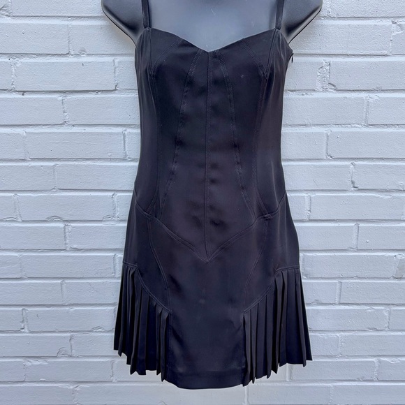 Versace Jeans Couture VTG 90s Y2K Little Black Dress w/ Pleated Skirt SZ 0/2 XS - Picture 3 of 10